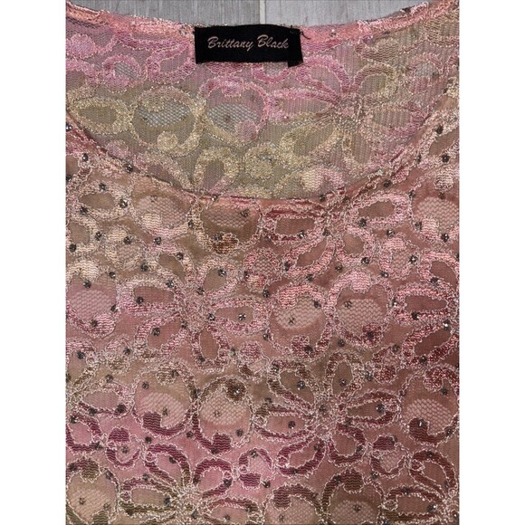 Y2K SoftGirl Fairycore Sheer Lace Glitter top size medium - Picture 6 of 8